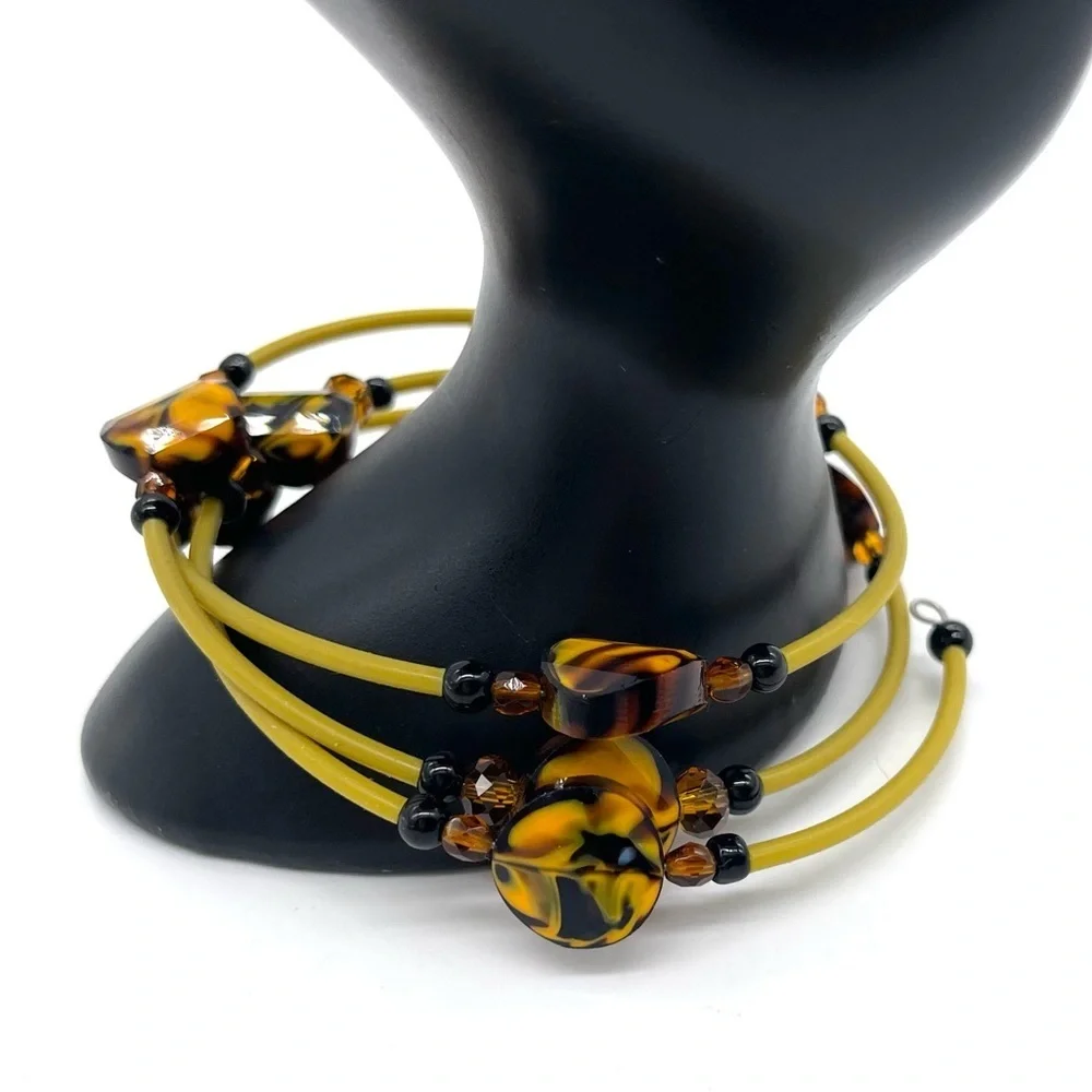 Amber and Tigers Eye Coiled Bracelet